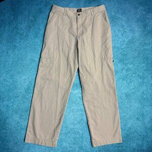 Vintage 90s 2000s Lee Casuals Baggy Wide Leg Cargo Pants Khaki Cotton 34x29
